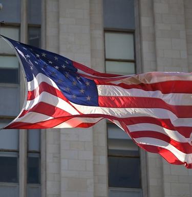American flag blowing in the wind